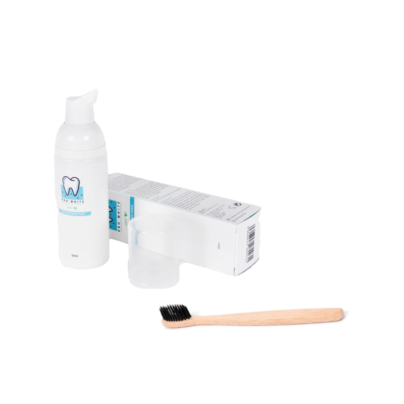 The Foam & Charcoal Toothbrush Bundle combines the benefits of our foamy fresh teeth whitening foam and the power of activated charcoal with the bamboo toothbrush!